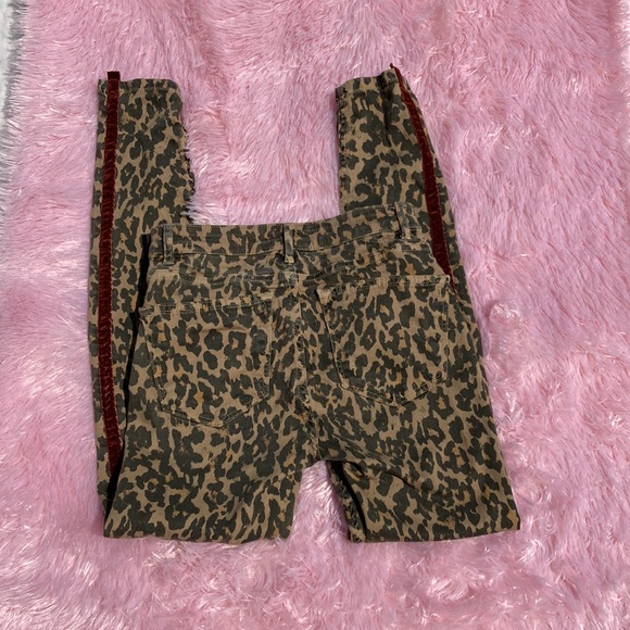 Zara Woman leopard print leggings with velvet stripe on the side size 2 - Picture 4 of 8